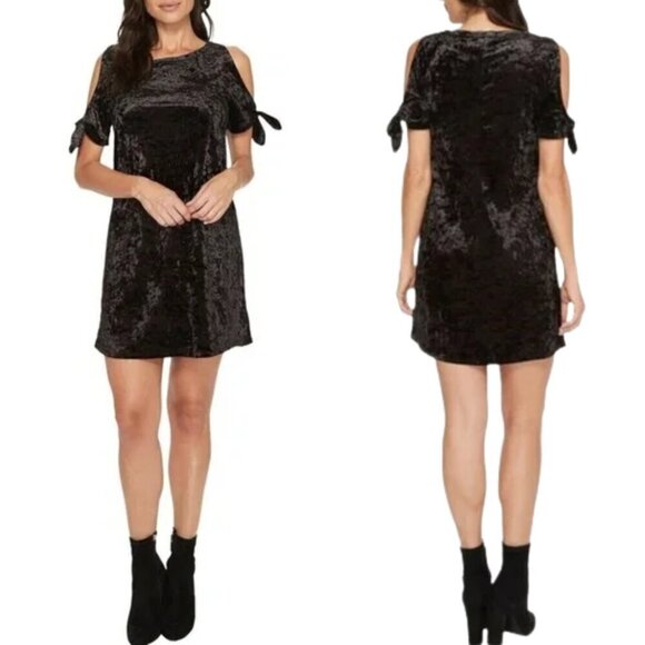 Sanctuary Dresses & Skirts - NWT Sanctuary Night Slayer Black Velvet Cold Shoulder Tie Sleeve Mini Dress